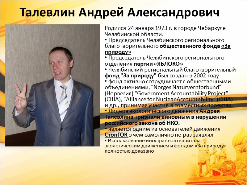 Талевлин Андрей Александрович  Родился 24 января 1973 г. в городе Чебаркуле Челябинской области.